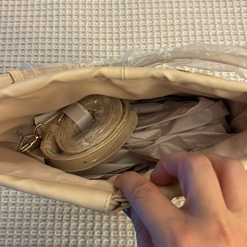 Matisse Cream and Tan Woven Bucket Tote